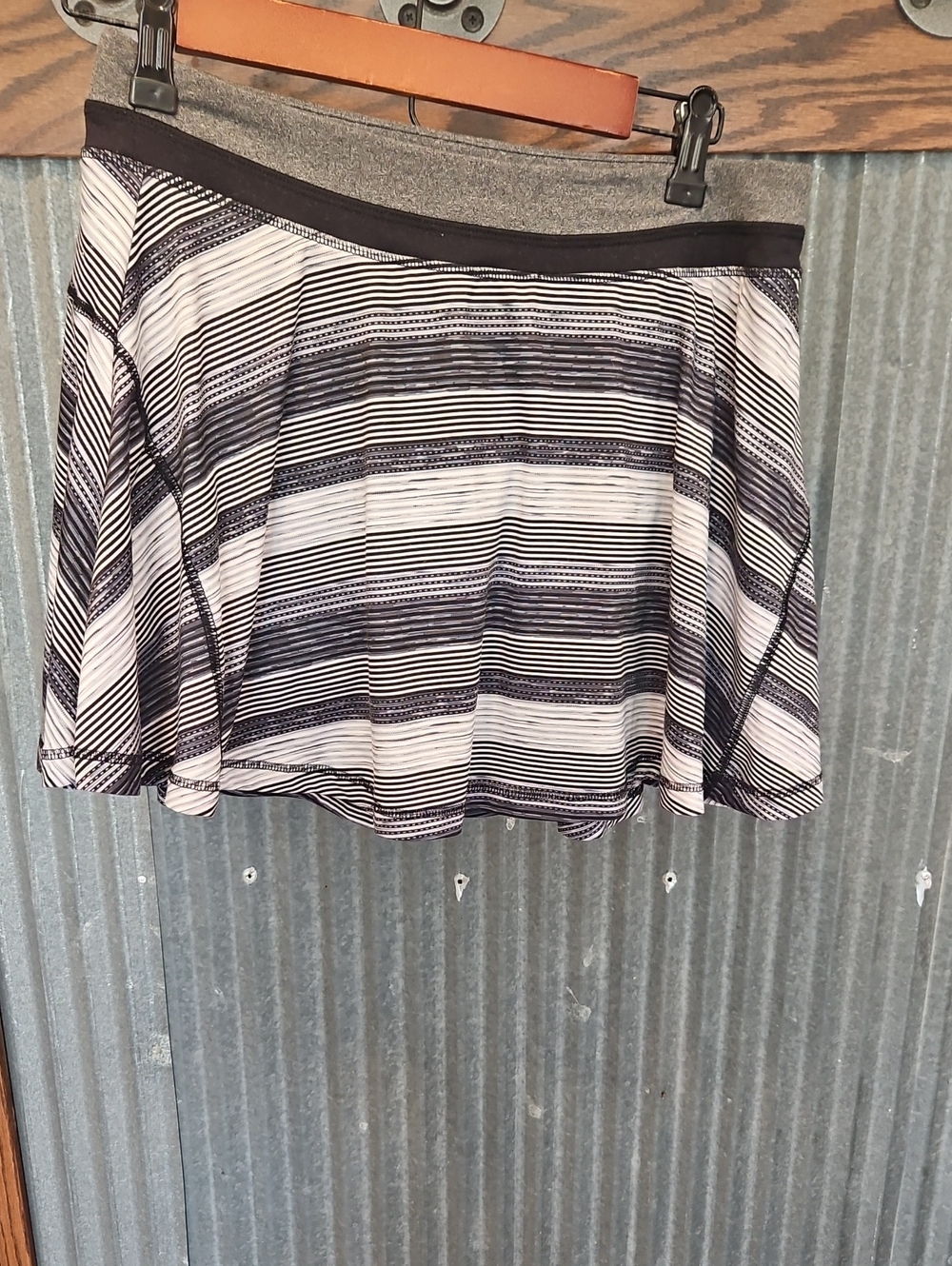 SO Black and White Striped Skater Skort
